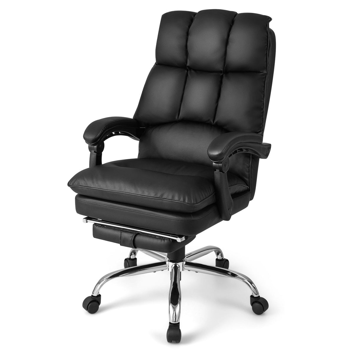 High Back Rolling Computer Chair with Retractable Footrest