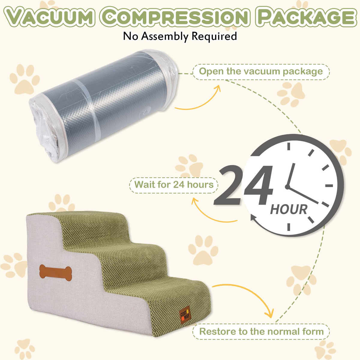 High-density Foam Dog Stairs with Non-Slip Bottom and Washable Cover