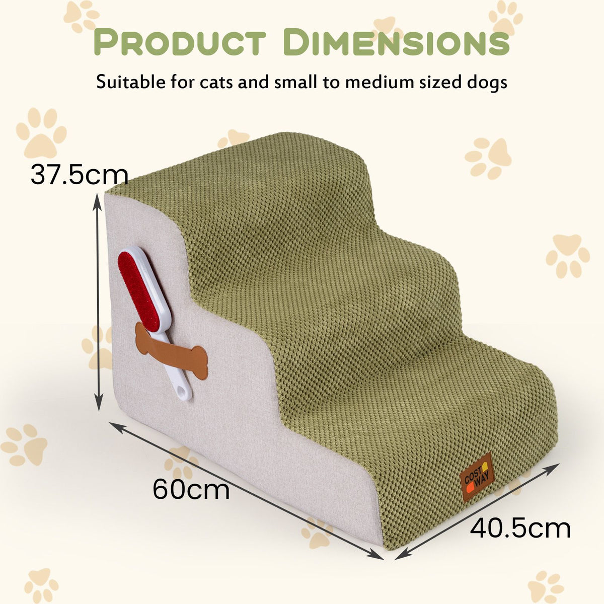 High-density Foam Dog Stairs with Non-Slip Bottom and Washable Cover