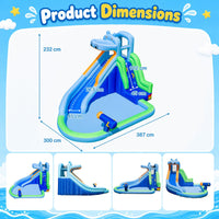 Hippo-Themed Inflatable Water Slide without Blower for Kids with Long Slide