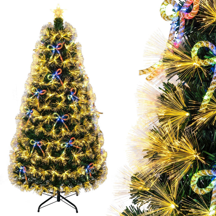 Holiday Xmas Tree with 28 Warm White LED Lights and Bow Accents