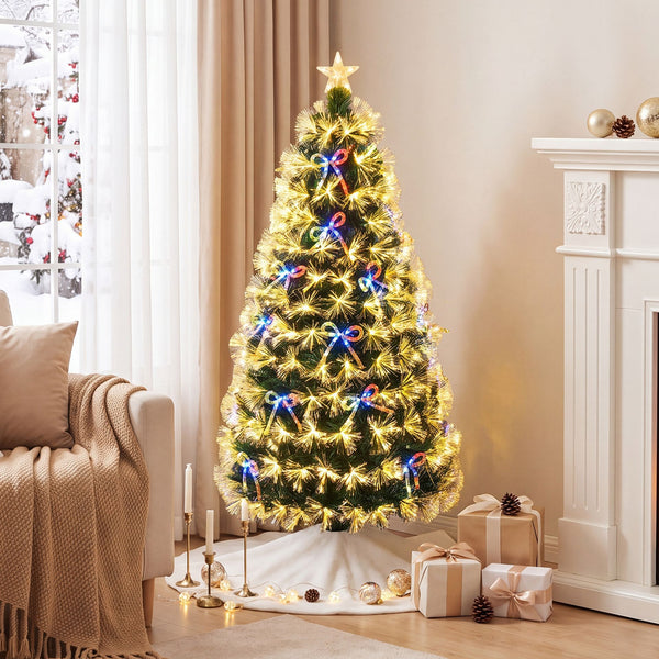 Holiday Xmas Tree with 28 Warm White LED Lights and Bow Accents
