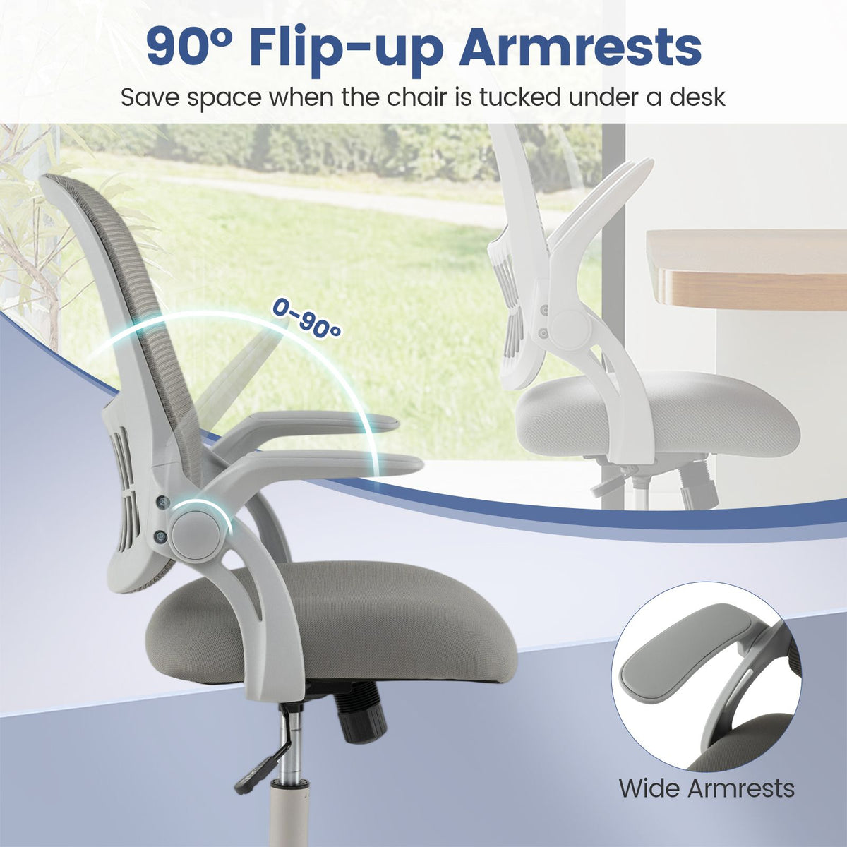Home Office Chair with Flip Up Armrests and Back Storage Space