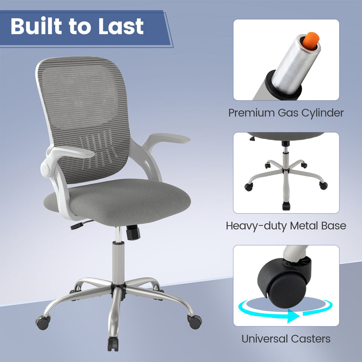 Home Office Chair with Flip Up Armrests and Back Storage Space