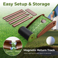 Indoor Outdoor Golf Putting Mat with Auto Ball Return and 3 Balls