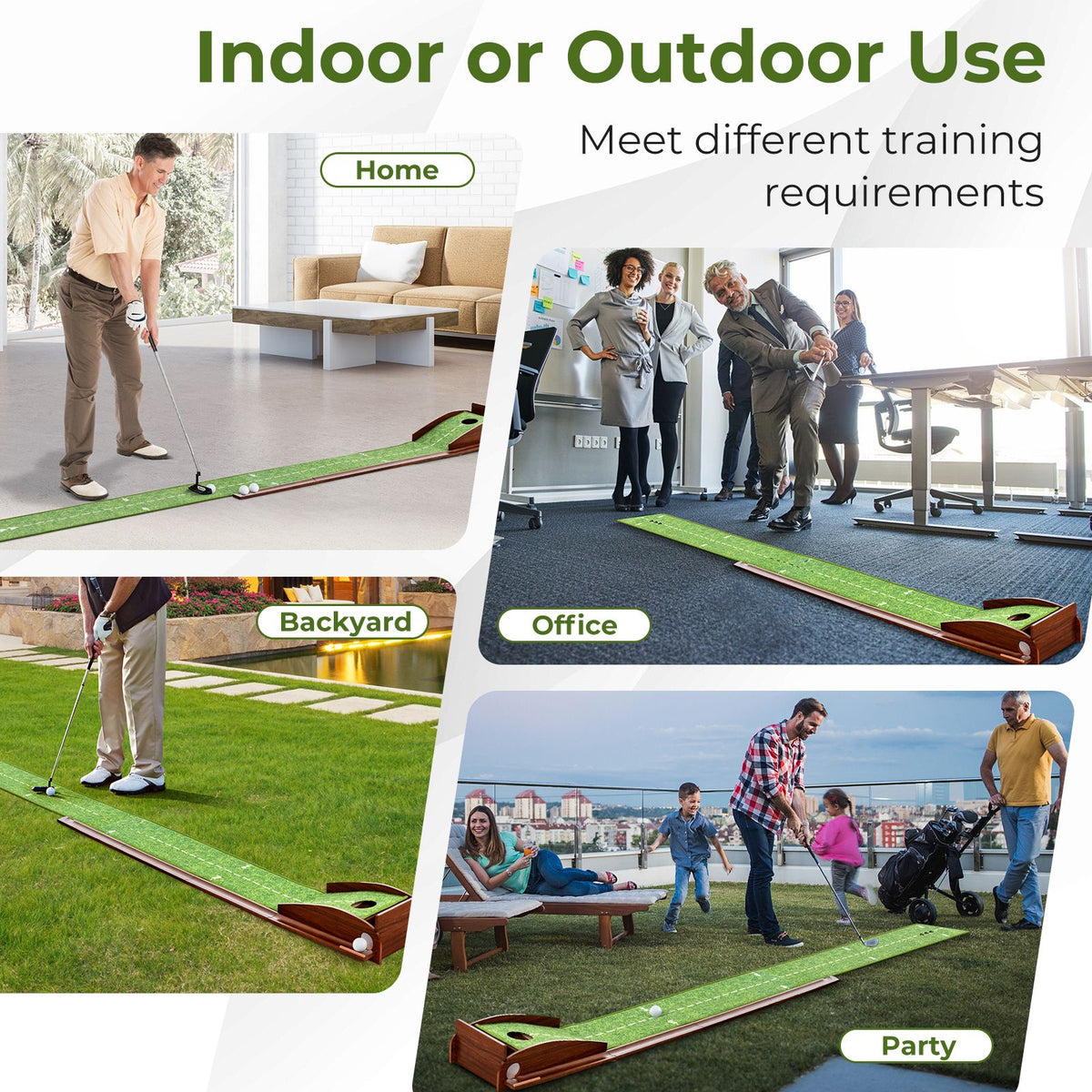 Indoor Outdoor Golf Putting Mat with Auto Ball Return and 3 Balls