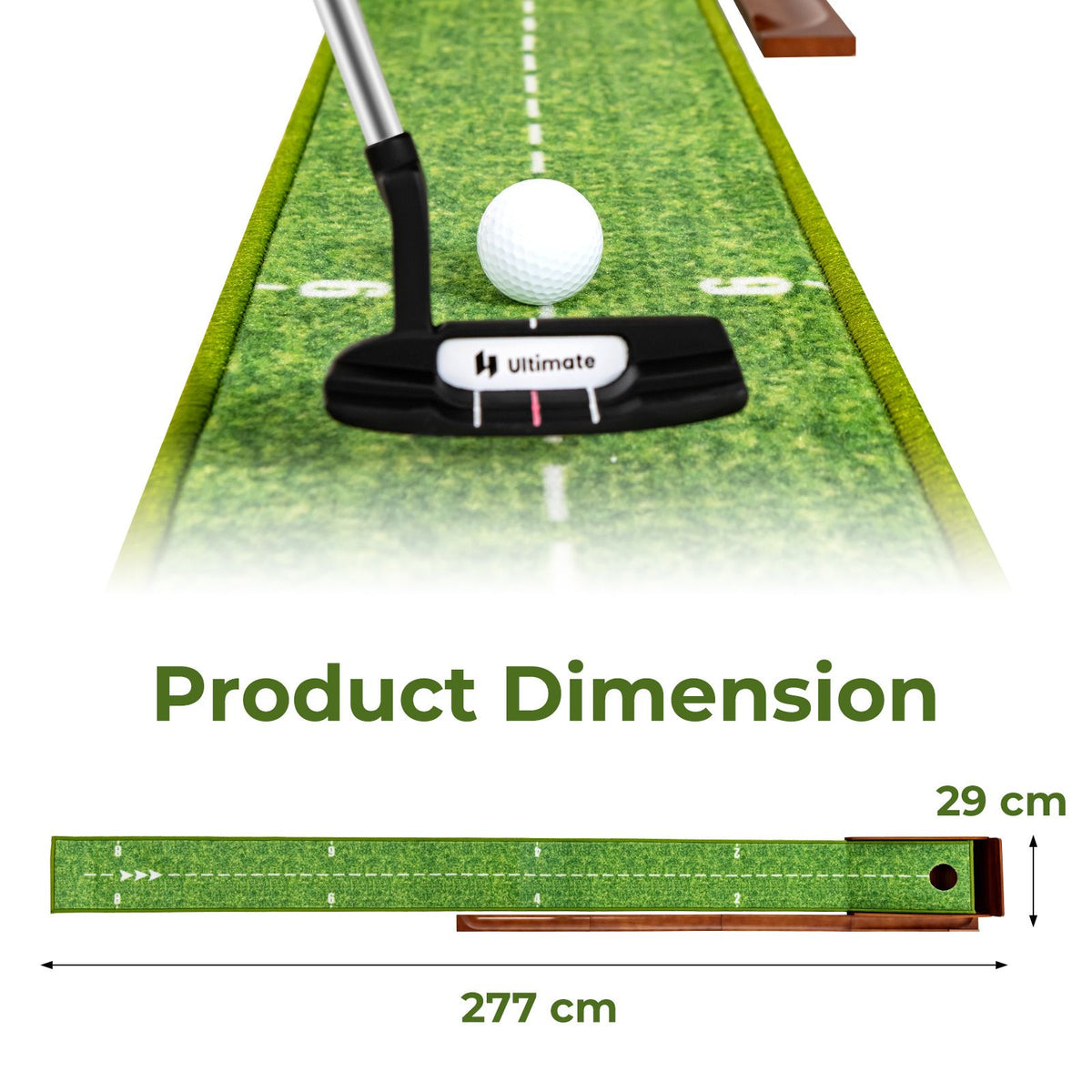 Indoor Outdoor Golf Putting Mat with Auto Ball Return and 3 Balls