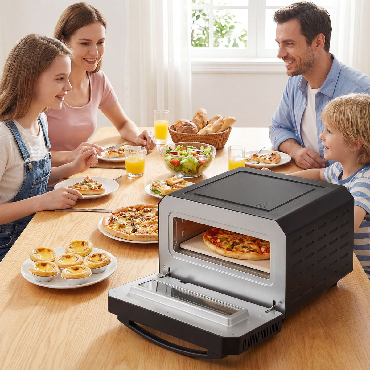 Indoor Electric Pizza Oven with 6 Presets and 2-Min Rapid Baking Heats up to 400℃