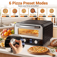 Indoor Electric Pizza Oven with 6 Presets and 2-Min Rapid Baking Heats up to 400℃