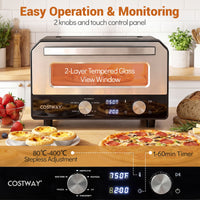 Indoor Electric Pizza Oven with 6 Presets and 2-Min Rapid Baking Heats up to 400℃