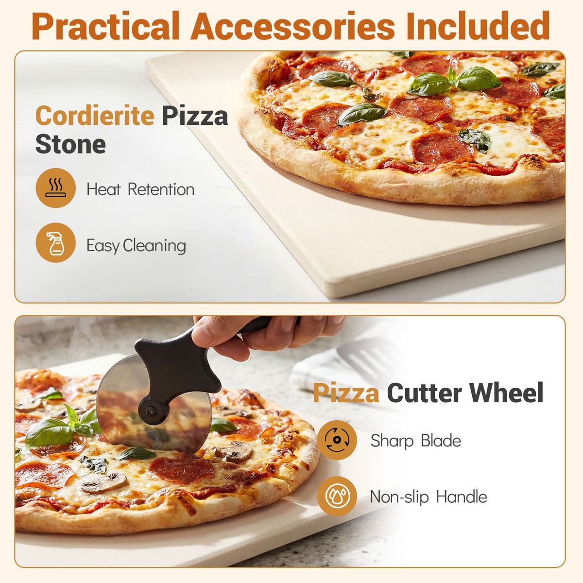 Indoor Electric Pizza Oven with 6 Presets and 2-Min Rapid Baking Heats up to 400℃