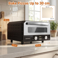 Indoor Electric Pizza Oven with 6 Presets and 2-Min Rapid Baking Heats up to 400℃