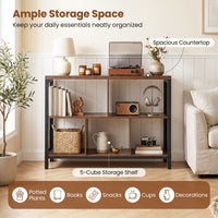 Industrial Storage Organizer with 5 Cubes and Metal Frame for Living Room and Entryway