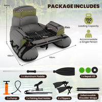 Inflatable Fishing Float Tube Portable with Shoulder Straps and Hand Pump