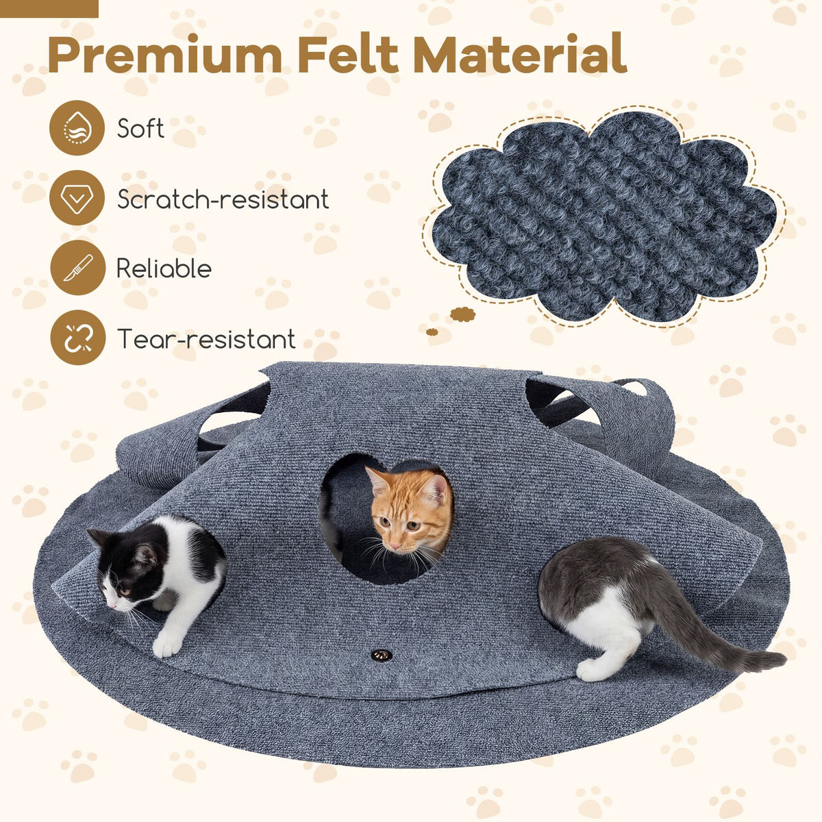 Interactive Foldable Cat Tunnel Scratching Playing Hiding Resting