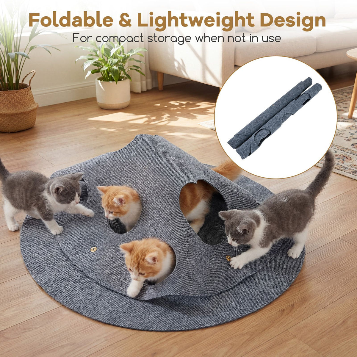Interactive Foldable Cat Tunnel Scratching Playing Hiding Resting