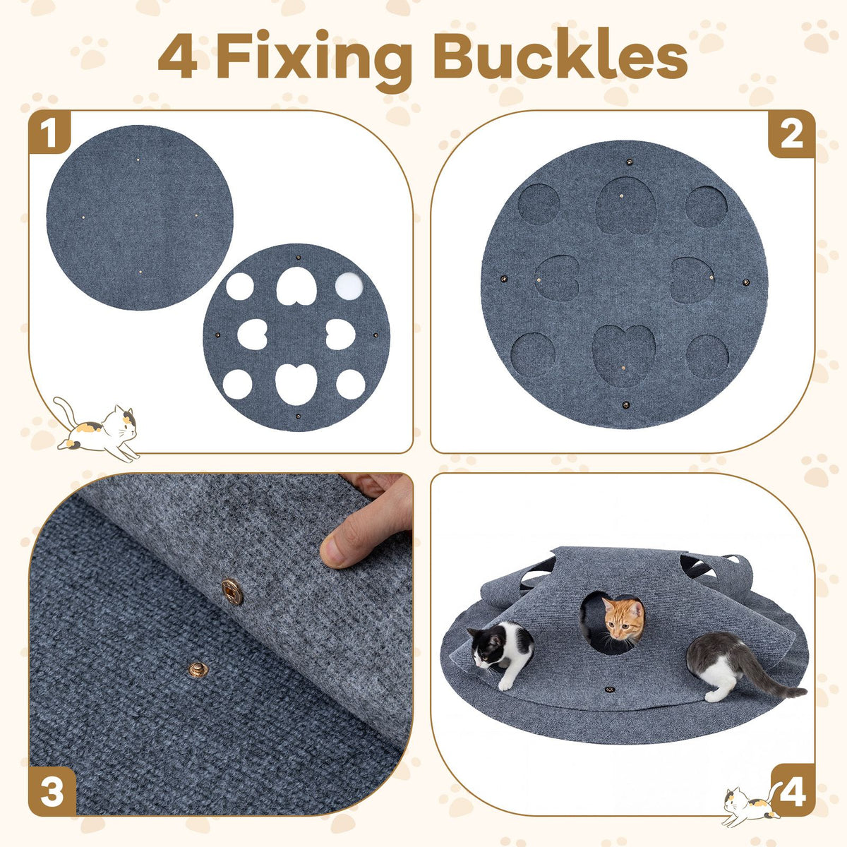 Interactive Foldable Cat Tunnel Scratching Playing Hiding Resting