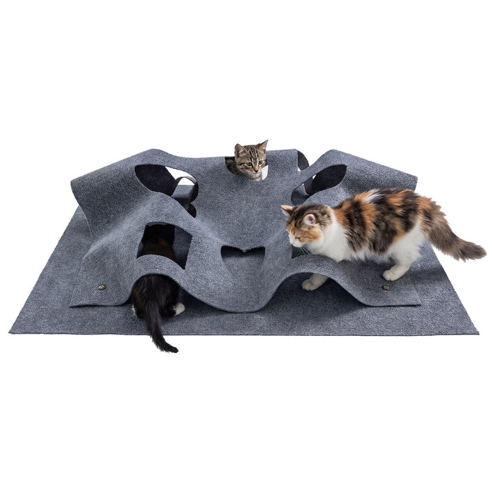 Interactive Foldable Cat Tunnel with 8 Funny Cat Holes for Indoor Cats
