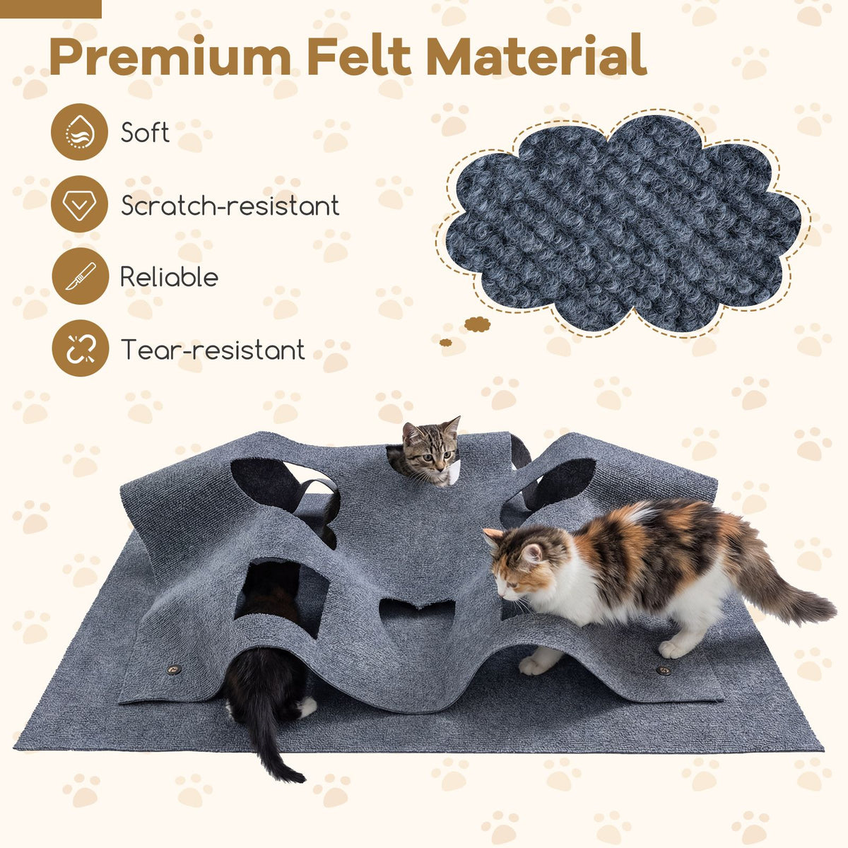 Interactive Foldable Cat Tunnel with 8 Funny Cat Holes for Indoor Cats