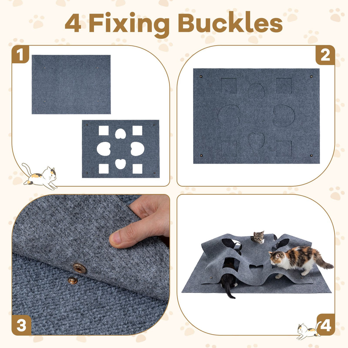 Interactive Foldable Cat Tunnel with 8 Funny Cat Holes for Indoor Cats