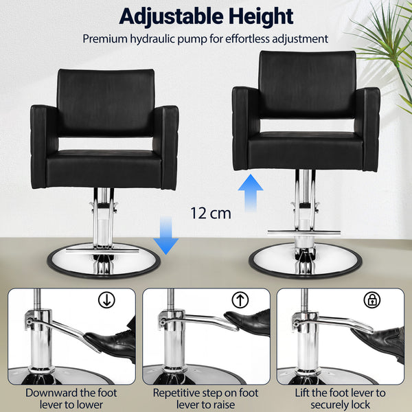 Barber Chair Hydraulic Adjustable Height 360 Swivel with T-Footrest