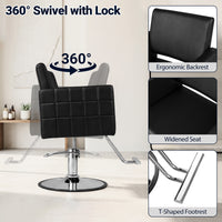 Barber Chair Hydraulic Adjustable Height 360 Swivel with T-Footrest