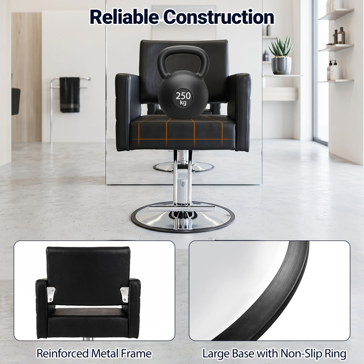 Barber Chair Hydraulic Adjustable Height 360 Swivel with T-Footrest