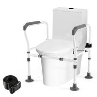 Toilet Safety Rail for Elderly, Stand Alone Toilet Safety Frame w/Adjustable Height