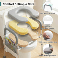 3-in-1 Bedside Commode Chair, 5-Level Adjustable Height Portable Toilet