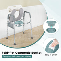 3-in-1 Bedside Commode Chair, 5-Level Adjustable Height Portable Toilet
