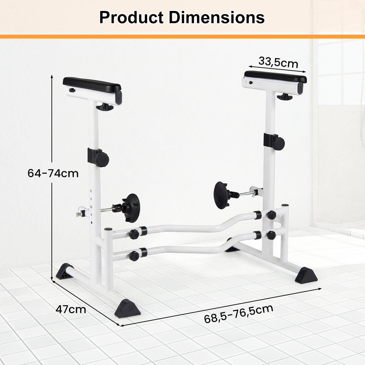 Toilet Safety Rails, Height & Width Adjustable Toilet Safety Frame w/Handrails