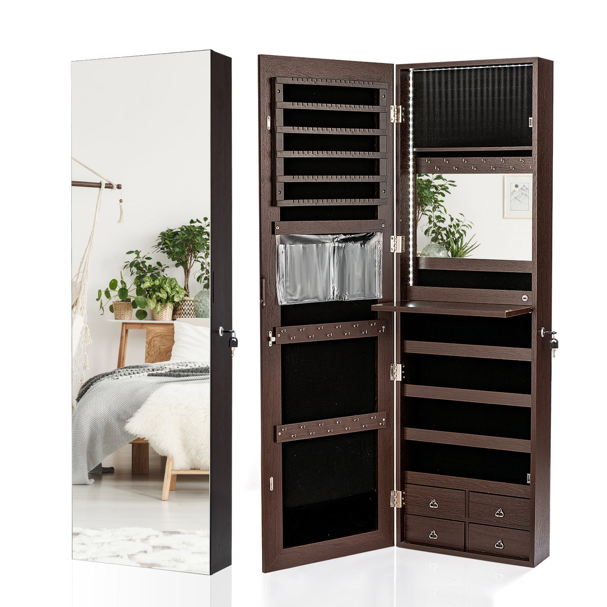 LED Full-length Mirror Jewelry Cabinet, Multipurpose Storage Cabinet