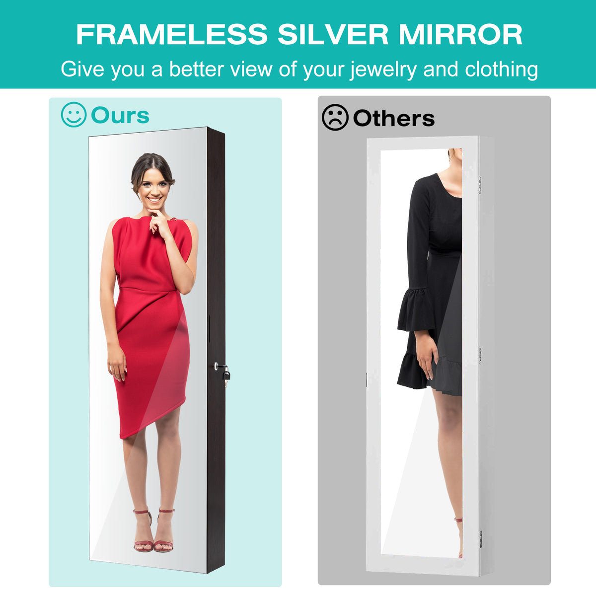 LED Full-length Mirror Jewelry Cabinet, Multipurpose Storage Cabinet
