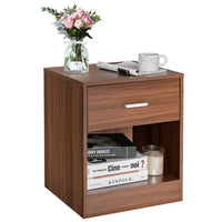 Giantex Modern Nightstand w/Storage, 2-Tier Wooden Bedside Table w/Storage Drawer & Cabinet