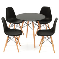 Giantex 5 PCS Dining Table Set, Modern Round Dining Table & 4 Chairs w/Solid Wood Leg, White