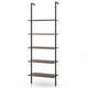 Giantex 5-Tier Ladder Shelf, Wall Mounted Bookshelf with Steel Frame, Elegant Bookcase