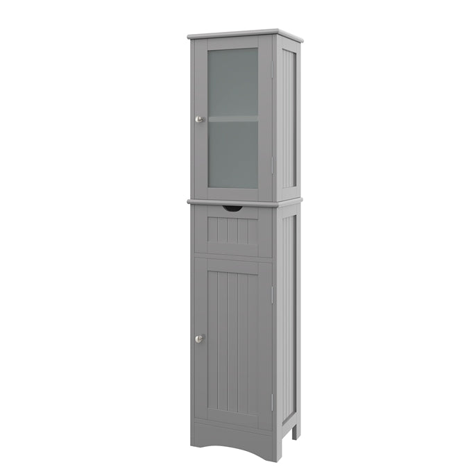 Giantex Freestanding Storage Cabinet, 170 cm Tall Slim Bathroom Cabinet with 2 Adjustable Shelves, 2 Doors and 1 Drawer