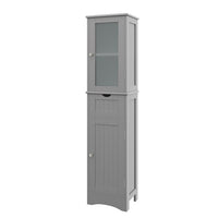 Giantex Freestanding Storage Cabinet, 170 cm Tall Slim Bathroom Cabinet with 2 Adjustable Shelves, 2 Doors and 1 Drawer