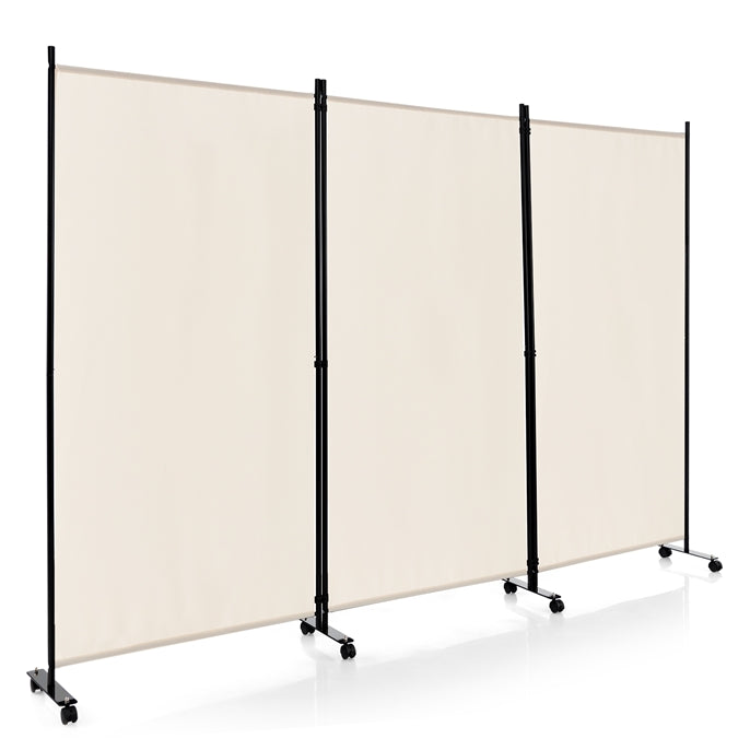 Giantex 3-Panel Folding Room Divider, 180 CM Rolling Privacy Screen with Lockable Wheels