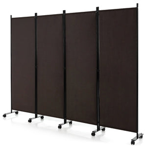 Giantex 4-Panel Folding Room Divider, 1.73m Rolling Privacy Screen with Lockable Wheels