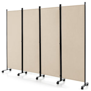 Giantex 4-Panel Folding Room Divider, 1.73m Rolling Privacy Screen with Lockable Wheels