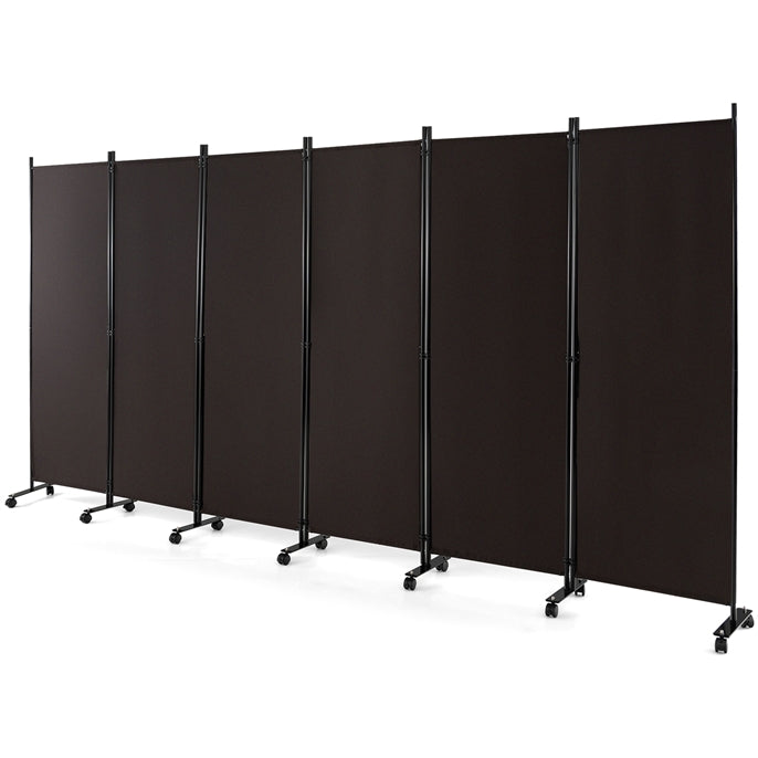 Giantex 6-Panel Folding Room Divider, 1.72m Rolling Privacy Screen with Lockable Wheels