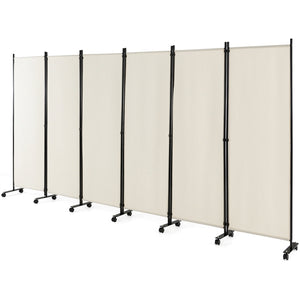 Giantex 6-Panel Folding Room Divider, 1.72m Rolling Privacy Screen with Lockable Wheels