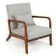 Accent Chair Leisure Chair with Rubber Wood Frame Lumbar Pillow Armchair Beige