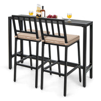 3 PCS Outdoor Bar Table Set, Rectangular Counter Height Hot Tub Table & 2 Bar Stools