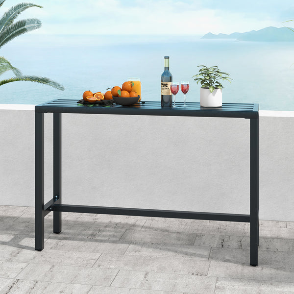 Outdoor Bar Table, 120/140 cm Rectangle Patio Counter Height Table