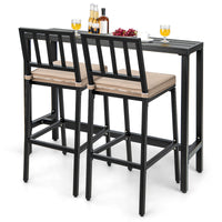 3 PCS Outdoor Bar Table Set, Rectangular Counter Height Hot Tub Table & 2 Bar Stools