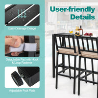 3 PCS Outdoor Bar Table Set, Rectangular Counter Height Hot Tub Table & 2 Bar Stools