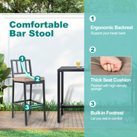 3 PCS Outdoor Bar Table Set, Rectangular Counter Height Hot Tub Table & 2 Bar Stools