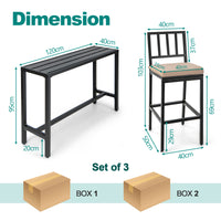 3 PCS Outdoor Bar Table Set, Rectangular Counter Height Hot Tub Table & 2 Bar Stools